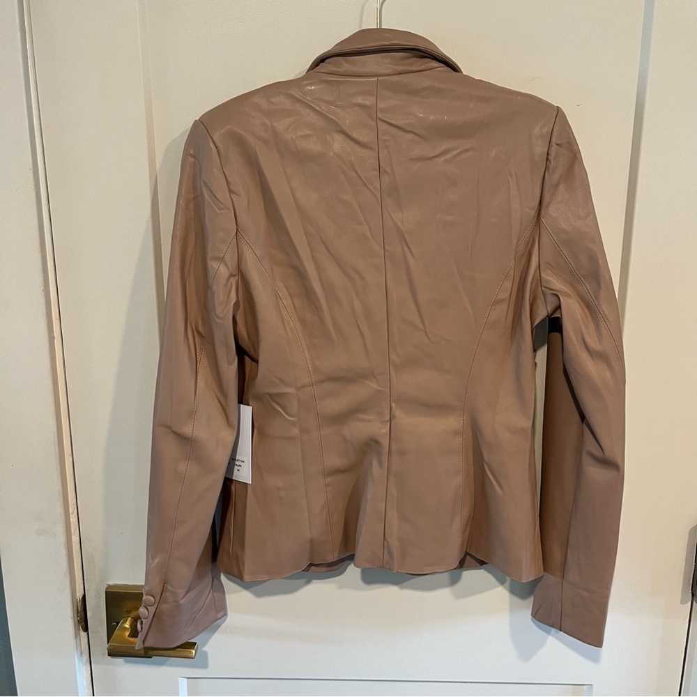 Rosevelvet Taupe Faux Leather Blazer Medium - Picture 2 of 16